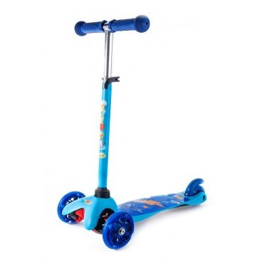 Самокат Vinca Sport, трехколесный, городской, детский от 3 лет,колеса светящиеся, до 35 кг, голубой, VSP 8A blue Planes