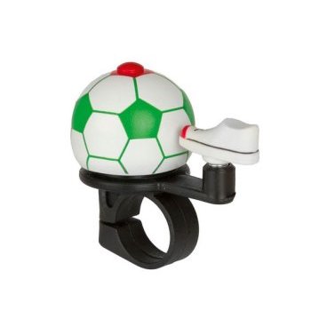 Звонок M-Wave Soccer Italy, с вертикальным курком, в виде футбольного мяча, 420208