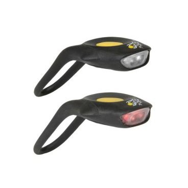 Комплект фонарей M-Wave, 2 функции, 1 светодиод, черный с желтой кнопкой, дизайн Tour de France, 220598