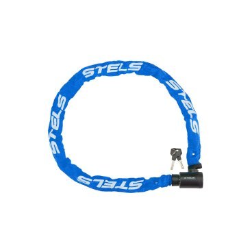 Велосипедный замок Stels, цепь, на ключ, тканевая оболочка, 6х1200, синий, ST (540044)