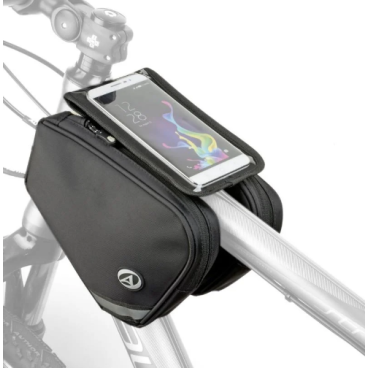 Подсумок велосипедный Author A-R282 MPP, на раму, 2х0,95 л, с чехлом для смартфона, черный, 8-15001100