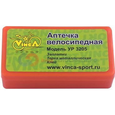 Аптечка велосипедная Vinca sport (заплатки 25мм - 2шт, диаметром 20мм - 4шт, тёрка, клей), YP 3205