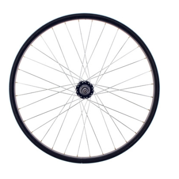 Фото Колесо велосипедное 26" TRIX, задний, AL, двойной, втулка: сталь, трещётка, гайка, серебристая, D-10 (26) black/об.лент