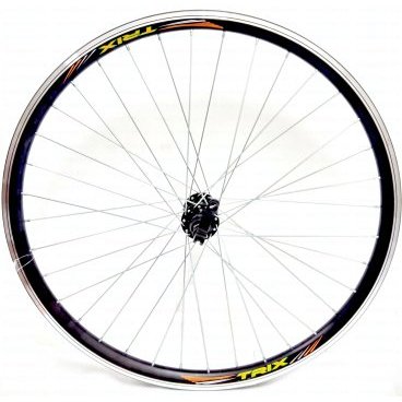 Колесо велосипедное TRIX, 26" AL, двойной, пистонированный, переднее, под диск, QR, D-24 (26) black/jоб.лента