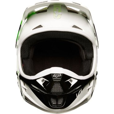 Велошлем Fox V1 Race Helmet, White/Black/Green, 19532-129