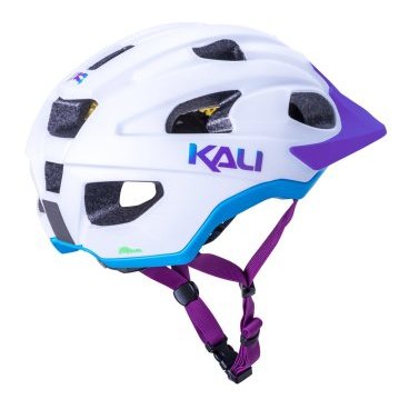Шлем велосипедный KALI PACE TRAIL/MTB, LDL, CF, 15 отверстий, Mat Wht/Blu/Prp, 02-21720136