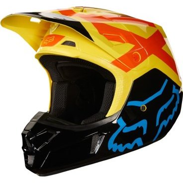 Велошлем Fox V2 Preme Helmet, Black/Yellow, 2018, 19528-019