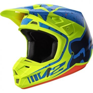 Велошлем Fox V2 Nirv Helmet, Yellow/Blue, 17372-586