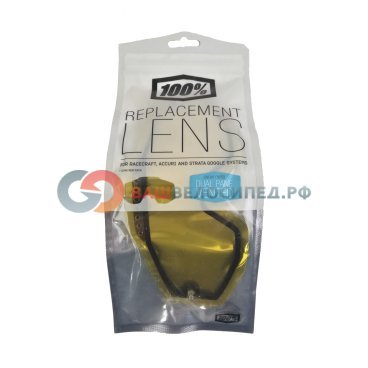 Линза 100% Racecraft/Accuri/Strata Vented Dual Pane Lens Anti-Fog Yellow, 51006-004-02