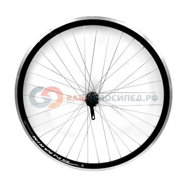 Колесо велосипедное 28" переднее, обод двойной алюминиевый, втулка стальная, гайка, черная