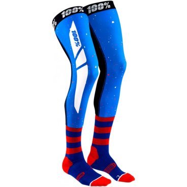 Чулки велосипедные 100% Rev Knee Brace Performance Moto Socks, сине-красный, 2019