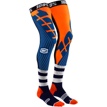 Чулки велосипедные 100% Rev Knee Brace Performance Moto Socks, сине-оранжевый, 2019, 24014-214-17