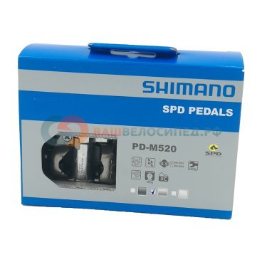 Педали для велосипеда Shimano M520, с шипами, серебристые, EPDM520S