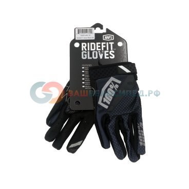 Велоперчатки 100% Ridefit Glove, черный, 2018, 10001-057-12