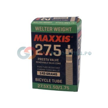 Камера велосипедная Maxxis Welter Weight, 27.5x1.50/1.75, 0.8 мм, велониппенль 48 мм RVC, IB75081700