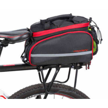 Сумка-кофр велосипедная Promend, большой объем, с креплением на велобагажник, черно-красный, ZBB-14P89