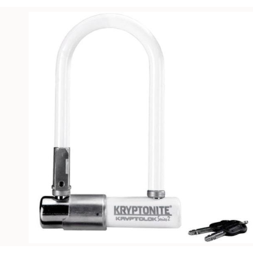 Велосипедный замок Kryptonite KryptoLok Series 2 Mini-7  w/ FlexFrame-U bracket U-lock, на ключ, белый, 0720018001553
