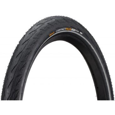 Велопокрышка Continental CONTACT Plus City, 26 x 1.75 (47-559), Reflex, 3/180TPI, SafetyPlusBreaker, E50, черный, 101666