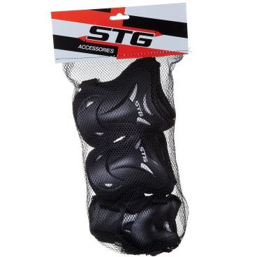 Велозащита детская колена-локтя-кисти STG YX-0308, черный, 2020