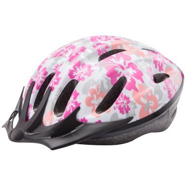 Шлем велосипедный Stels BS, бело-розовый-цветы, LU088811