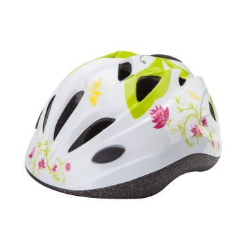 Шлем велосипедный детский Stels HB6-5, белый с "цветами"