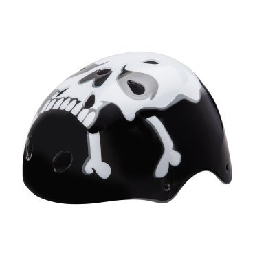 Шлем велосипедный детский Stels MTV-12, черно-белый череп