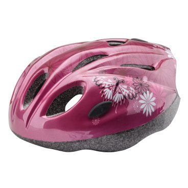 Шлем велосипедный детский Stels MV-11, красный с цветами