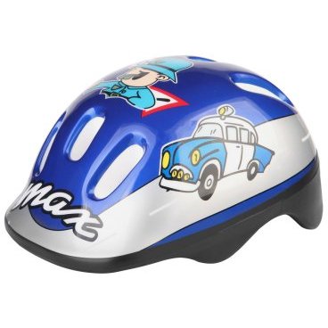 Шлем велосипедный детский Stels MV-6-2, серо-синий с авто