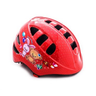 Шлем велосипедный Vinca sport VSH 8, детский, с регулировкой, красный, рисунок - "bear", индивидуальная упаковка