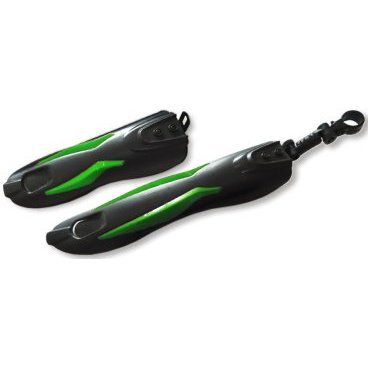 Комплект велосипедных крыльев Vinca Sport, 20"-26", пластик, черный с зелеными вставками, HN 10-1 black/green