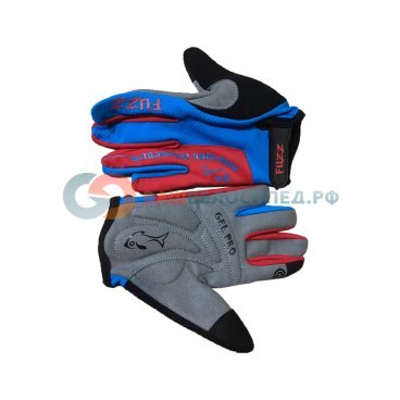 Велоперчатки детские FUZZ PRO RACE, с длинными пальцами, сине-красные, 08-202121