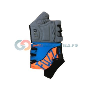 Велоперчатки FUZZ X-SERIES, с петельками, голубо-оранжевый, 08-202281