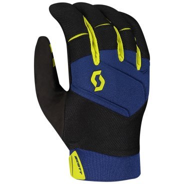 Велоперчатки SCOTT Enduro, длинные пальцы, nightfall blue/lemongrass yellow, 2020, 275396-6438