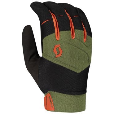 Велоперчатки SCOTT Enduro, длинные пальцы, green moss/orange pumpkin, 2020, 275396-6554