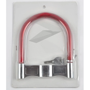 Велосипедный замок KEY LOCK, U-образный, на ключ, L-135мм, d-14мм, красный, P-1653