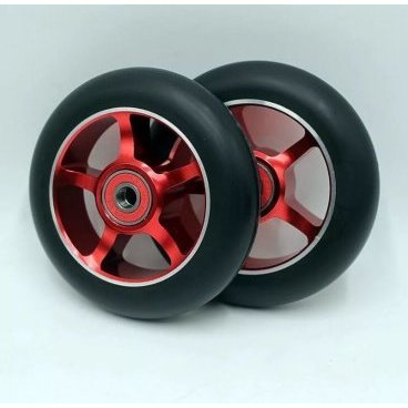 Колесо для трюкового самоката KMS, 110 мм, алюминий, с подшипниками, черный/красный, FWD110AL-RED