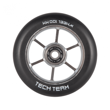 Колесо для трюкового самоката TechTeam 6RT, 100 мм, алюминий, с подшипником, серебристый, Wheel6RT100silv