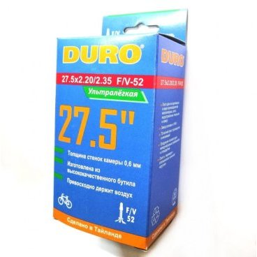 Камера велосипедная DURO, 27,5x2,20/2,35, (56/60-584), легкая, F/V 52мм, DHB01047