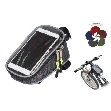 Фото Велосумка COURSE MASTER, на раму, с отделением для смартфона, влагозащищенная, нейлон, 18x10x9 см, вс073.019.1.0