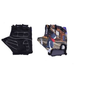 Велоперчатки детские Forward Кот, сине-черный, FWD32568CAT