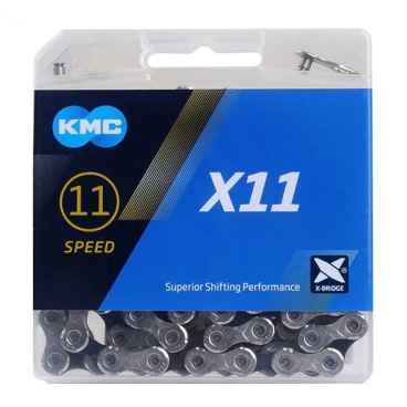 Цепь велосипедная KMC X-11, 11 скоростей, 118 звеньев, 5,50 мм, с замком, индивидуальная упаковка, KMC-X11