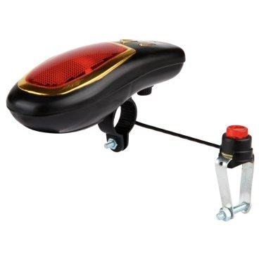 Звонок велосипедный JING YI JY-2000B, электронный, светозвуковой, с выносной кнопкой, черный/красный, FWD-JY-2000B