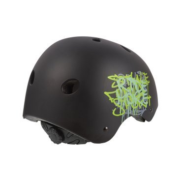Шлем велосипедный подростковый Polisport Urban radical graffiti, black matte/green, PLS8741100002