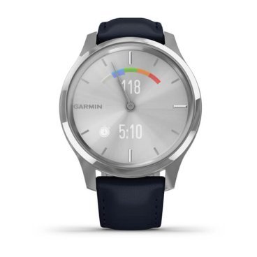Смарт-часы Garmin vivomove Luxe, S/E EU, Leather, Silver, Navy, 010-02241-20