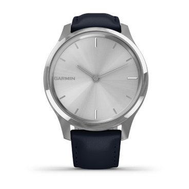 Смарт-часы Garmin vivomove Luxe, S/E EU, Leather, Silver, Navy, 010-02241-20