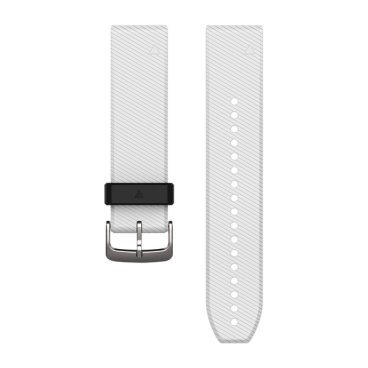 Ремешок сменный для спортивных часов Garmin QuickFit 22mm, силикон, серебристая застёжка, White (Белый), 010-12500-01