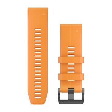 Ремешок сменный для спортивных часов Garmin fenix 5X Plus, 26mm, QuickFit, Silicone, SparkOrange, 010-12741-03