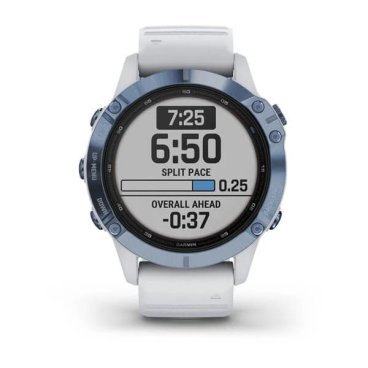 Смарт-часы Garmin Fenix 6 Pro Solar, Mineral Blue with Whitestone Band, 010-02410-19