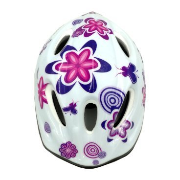 Шлем велосипедный детский Stels MV-5-2, белый с цветами