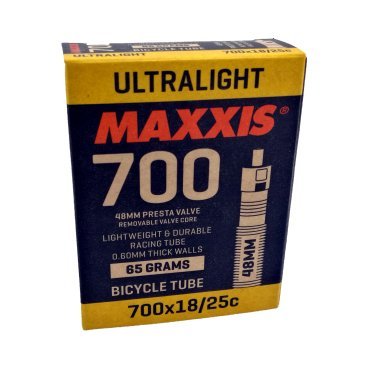 Камера велосипедная Maxxis UltraLight, 700x18/25C, ниппель Presta 48 мм, велониппель, IB69838600